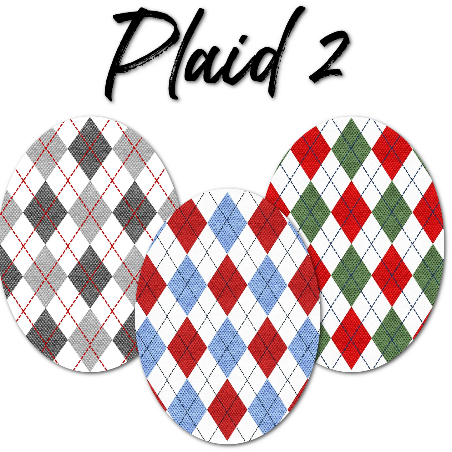 Dad Plaid Combo in Ovals - Extreme Adhesive - 15 Pack - CGM, Infusion & Pump Grips