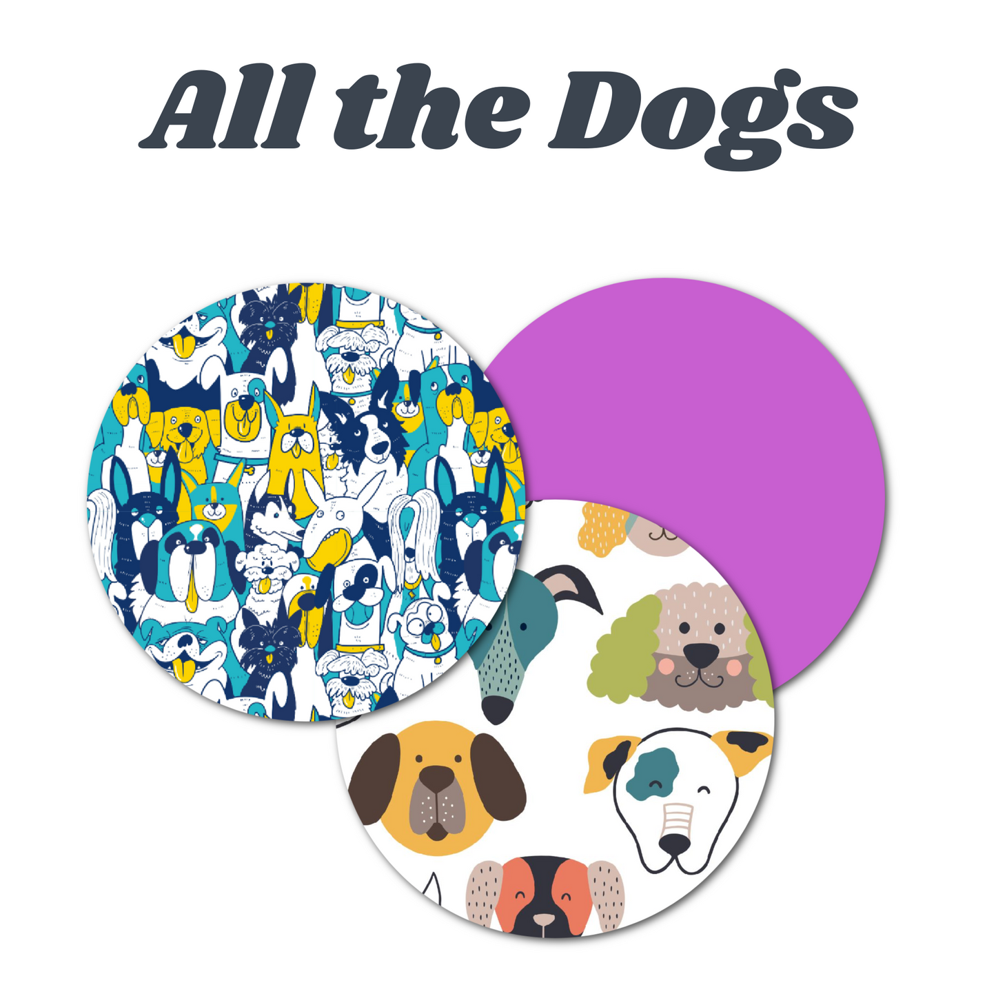 Dogs & Puppies Combo in Circles - Extreme & Original Adhesive - 15 Pack - CGM, Infusion & Pump Grips