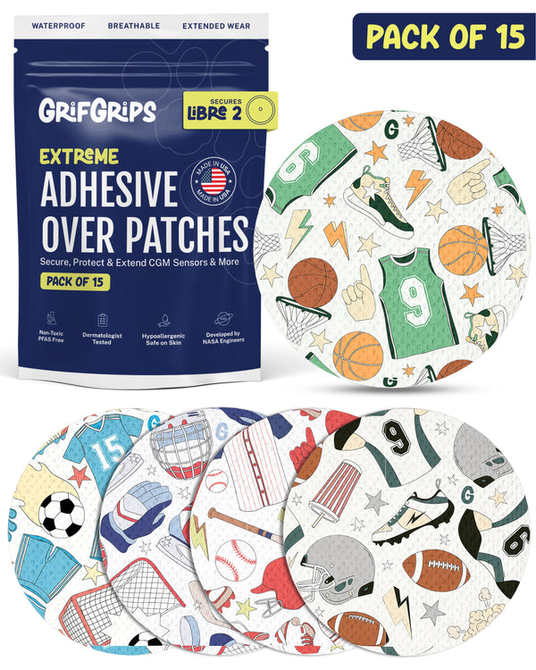 EXTREME - Libre 2/2+ and Lingo Adhesive Patches - Sports (15 Pack)
