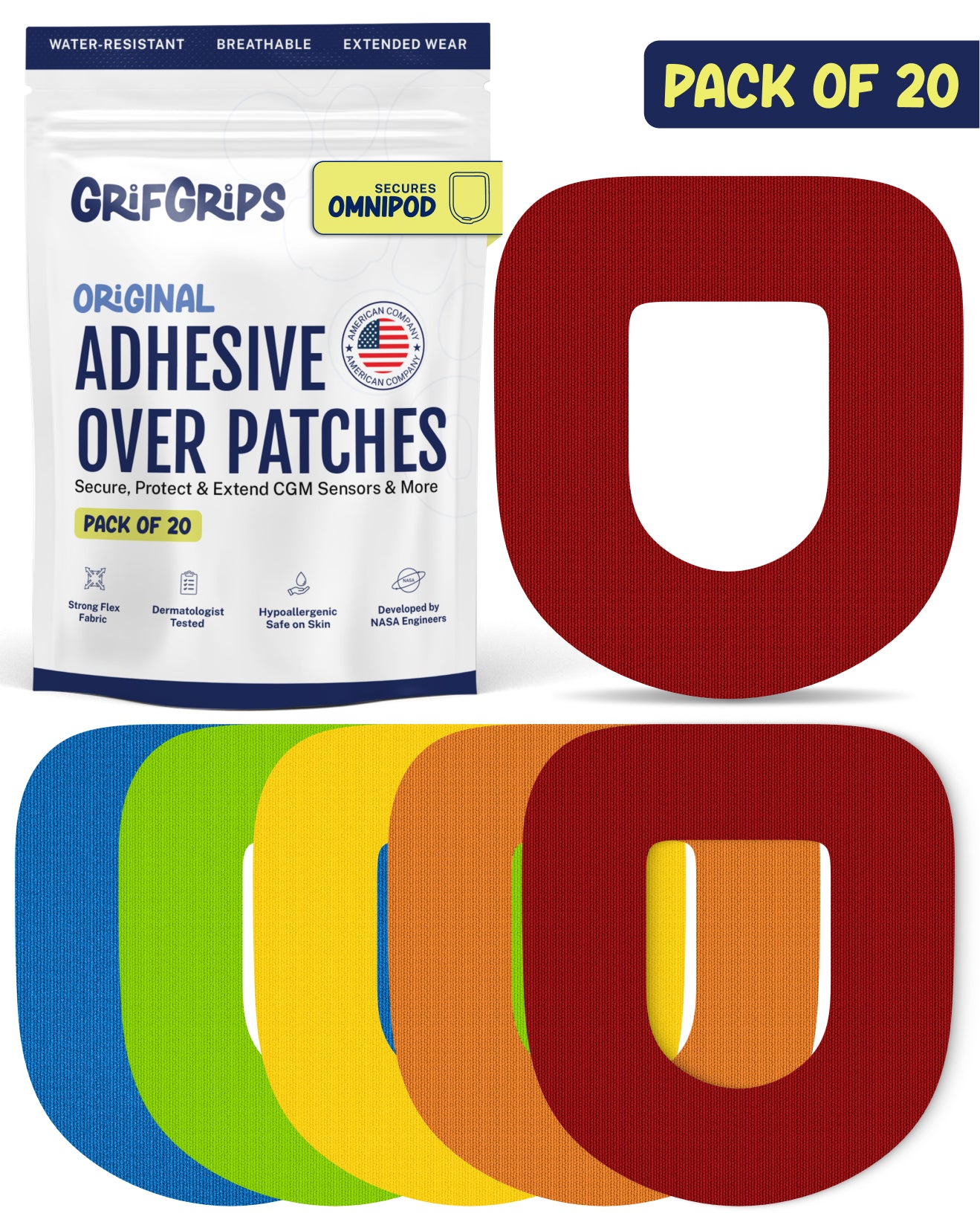 ORIGINAL - Omnipod Adhesive Patches - Multicolor (20 Pack)