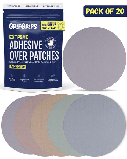 EXTREME - Dexcom G7 and Stelo Adhesive Patches - Multicolor Pastel (20 Pack)