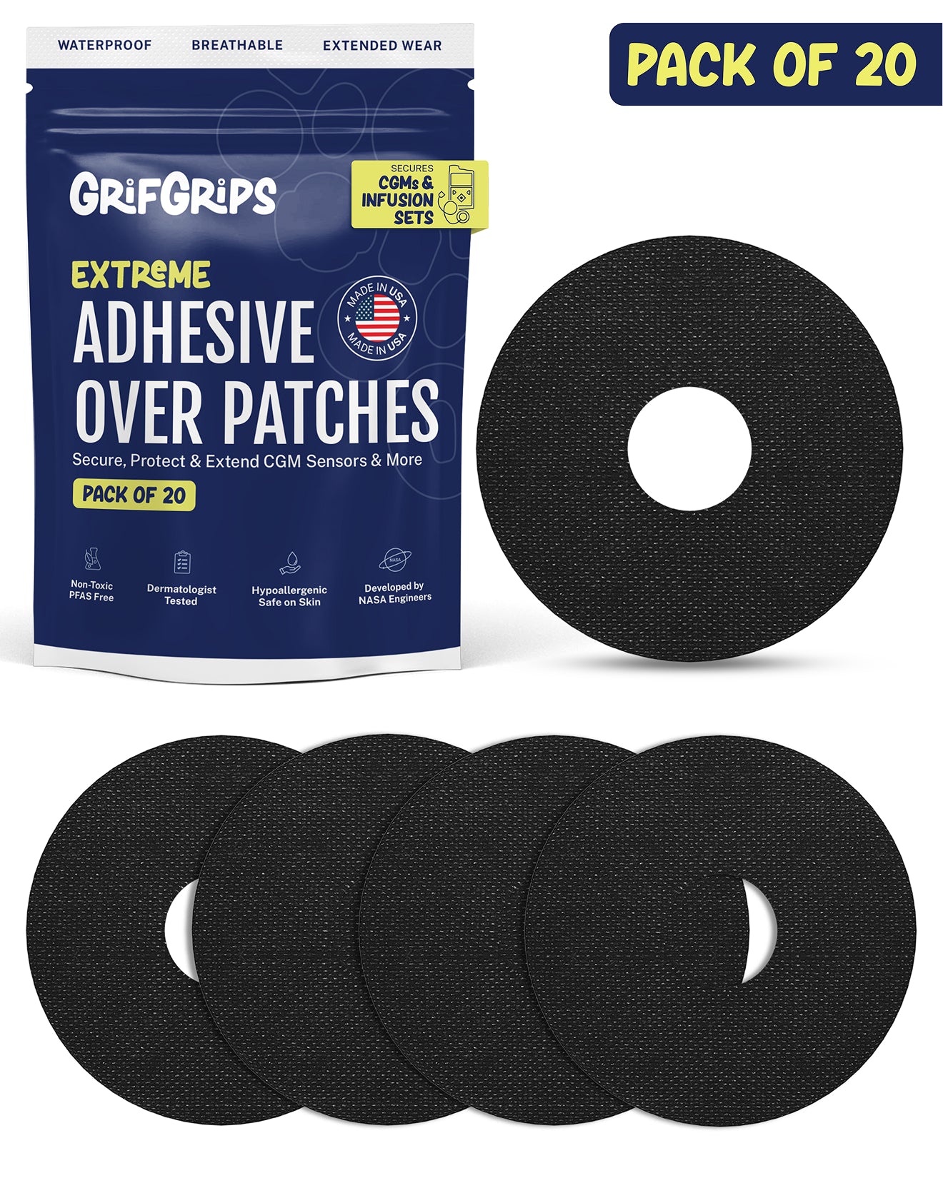 EXTREME - Universal Adhesive Patches - Black (20 Pack)