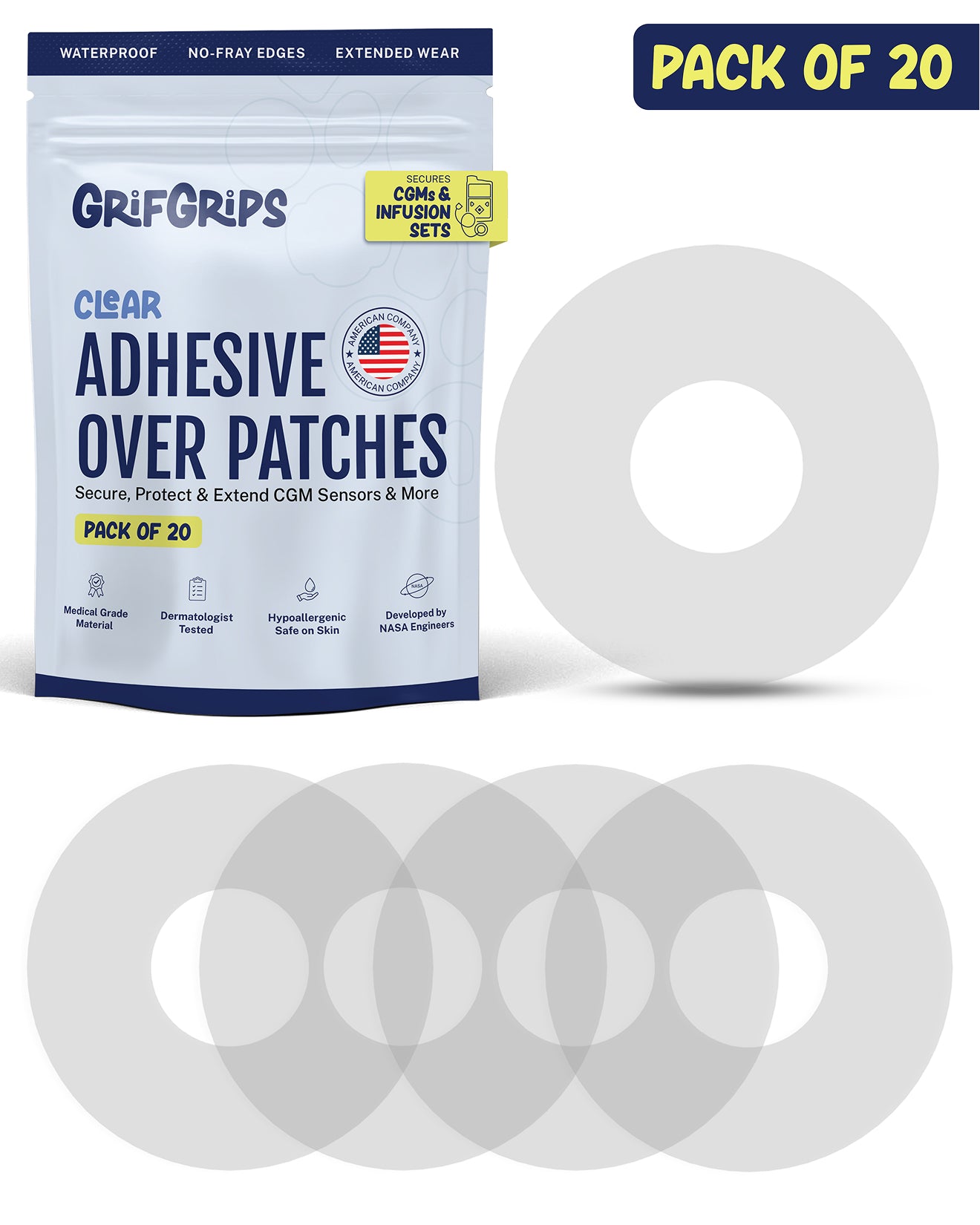 CLEAR - Universal Adhesive Patches (20 Pack)