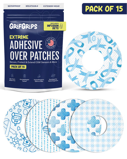 EXTREME - Infusion Sets & Universal Adhesive Patches - T1D Awareness (15 Pack)