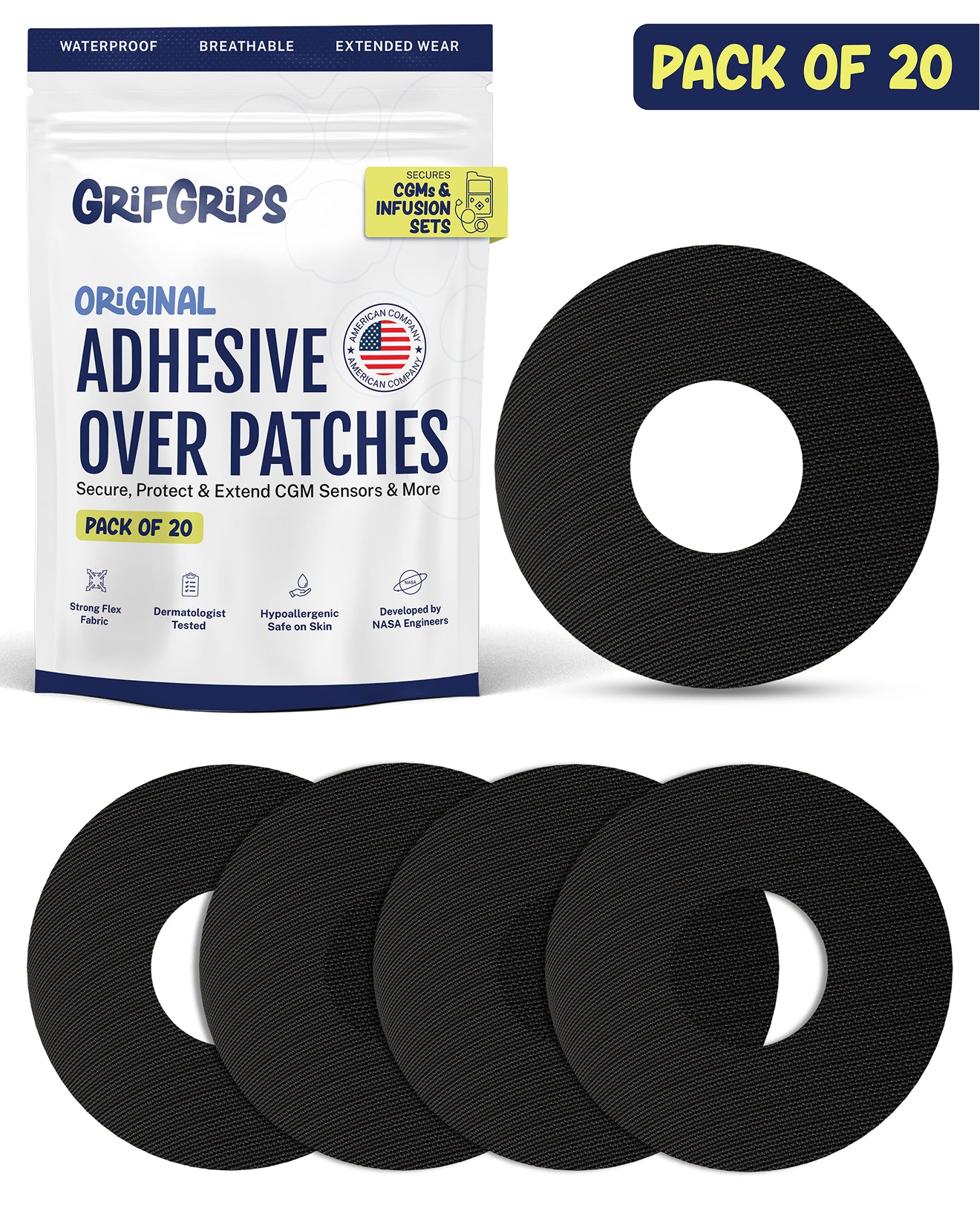 ORIGINAL - Universal Adhesive Patches - Black (20 Pack)