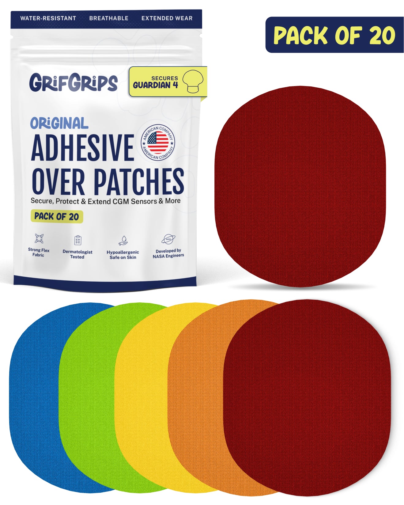 ORIGINAL - Medtronic Guardian Adhesive Patches - Multicolor (20 Pack)