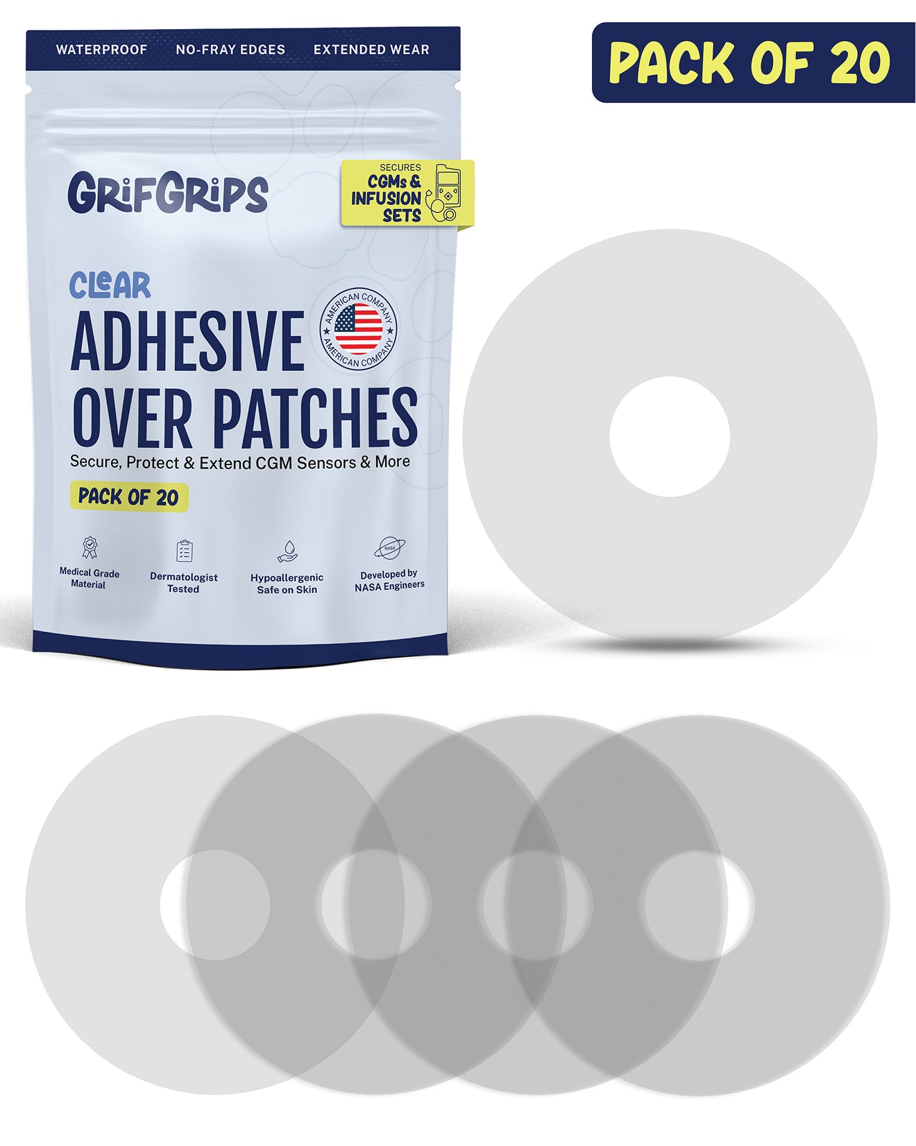 CLEAR - Universal Adhesive Patches (20 Pack)
