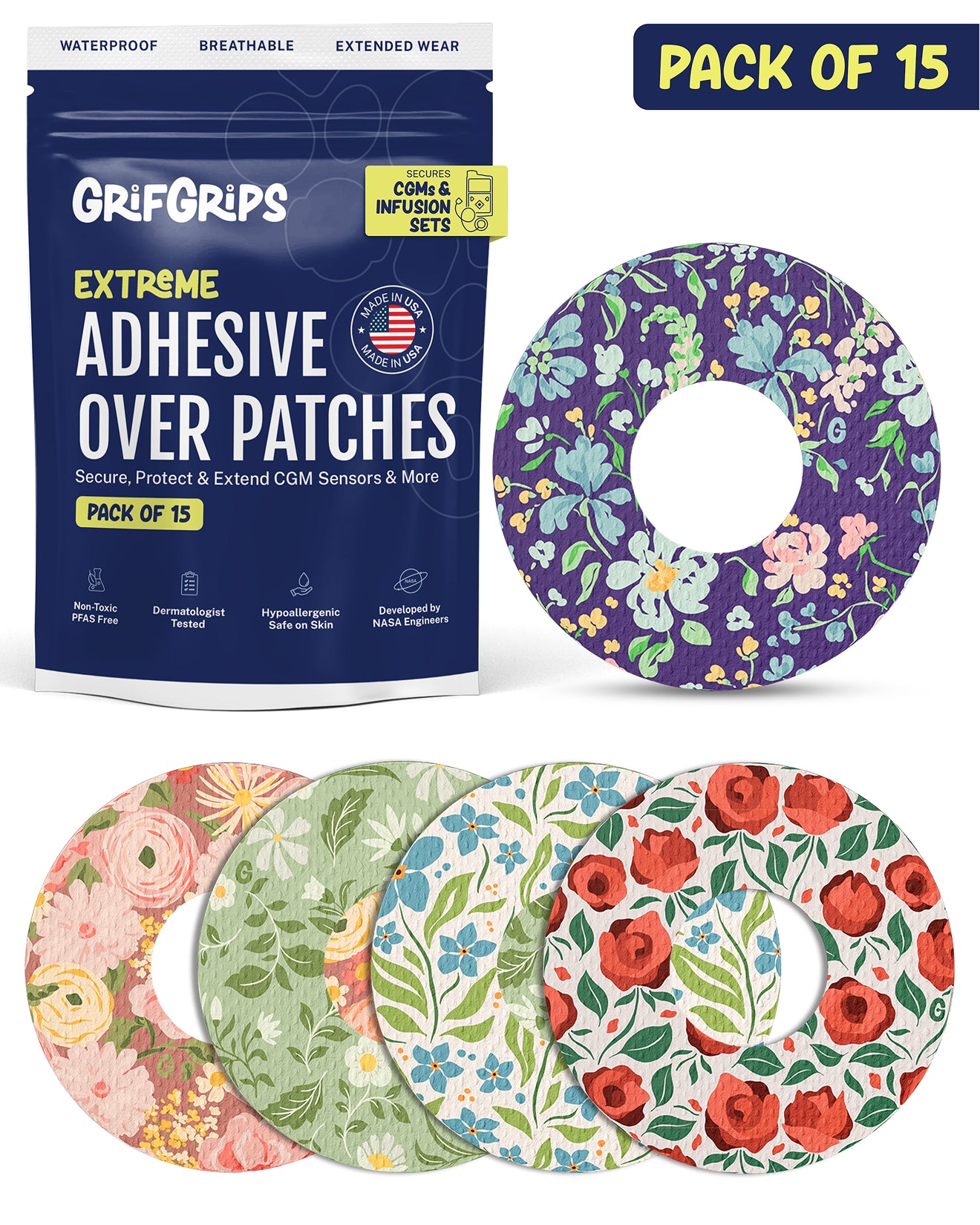 EXTREME - Universal Adhesive Patches - Floral (15 Pack)