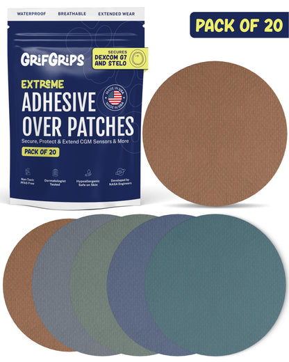 EXTREME - Dexcom G7 and Stelo Adhesive Patches - Multicolor Dark (20 Pack)