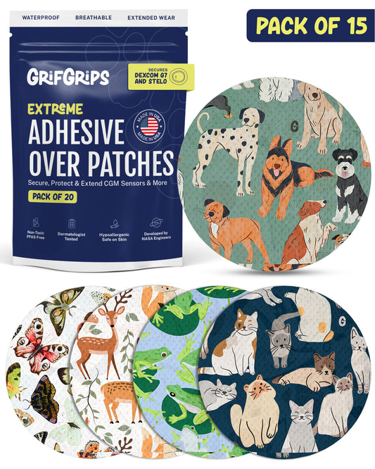 EXTREME - Dexcom G7 and Stelo Adhesive Patches - Animals (15 Pack)