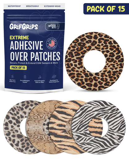 EXTREME - Infusion Sets & Universal Adhesive Patches - Animal Prints (15 Pack)