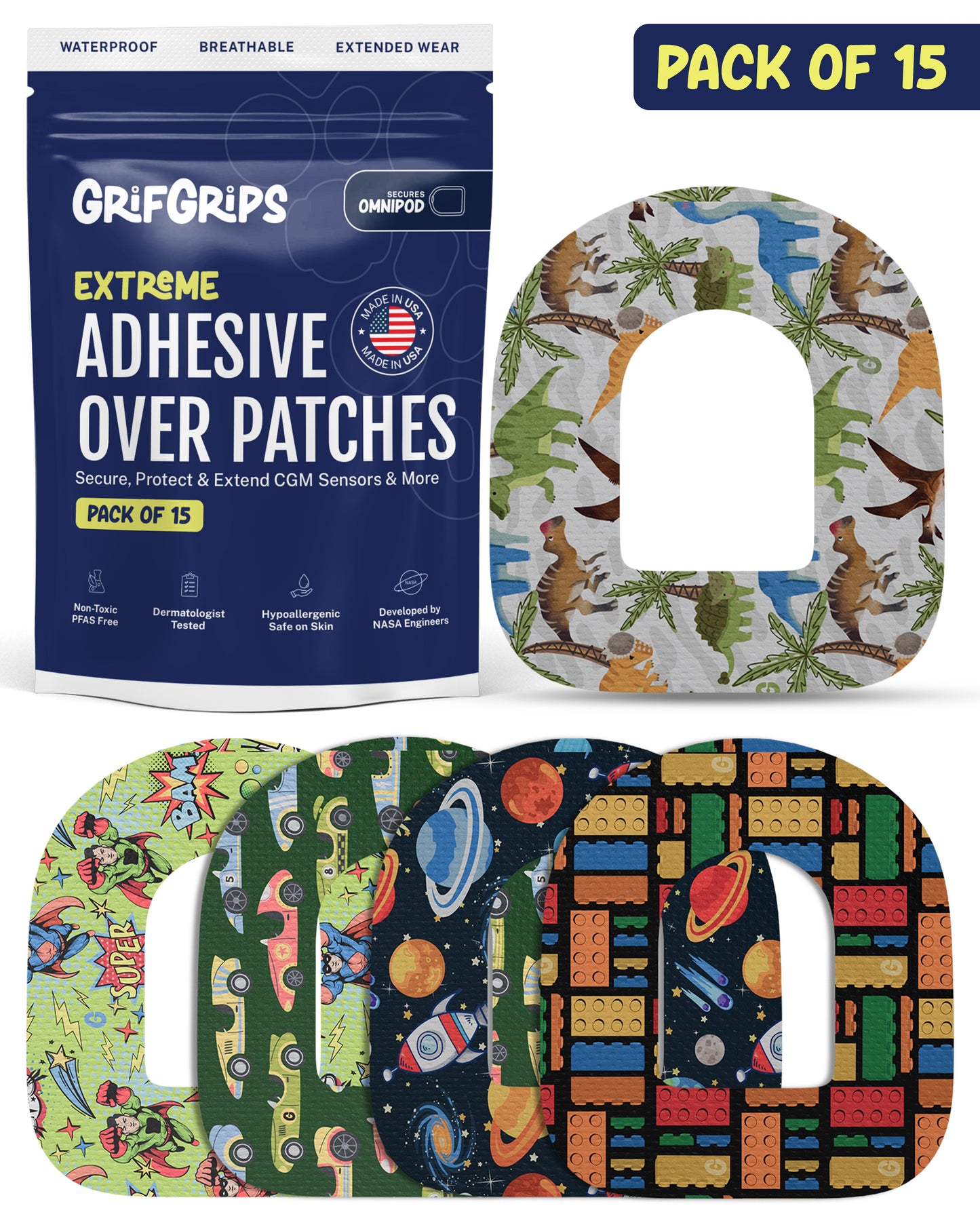 EXTREME - Omnipod Adhesive Patches - Boy (15 Pack)