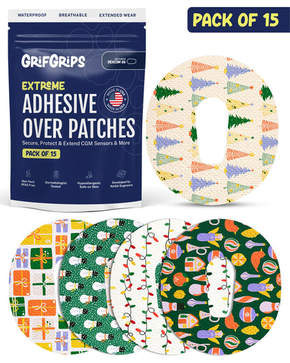 EXTREME - Dexcom G6 Adhesive Patches - Christmas (15 Pack)