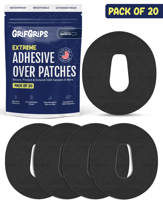 EXTREME - Dexcom G6 Adhesive Patches - Black (20 Pack)