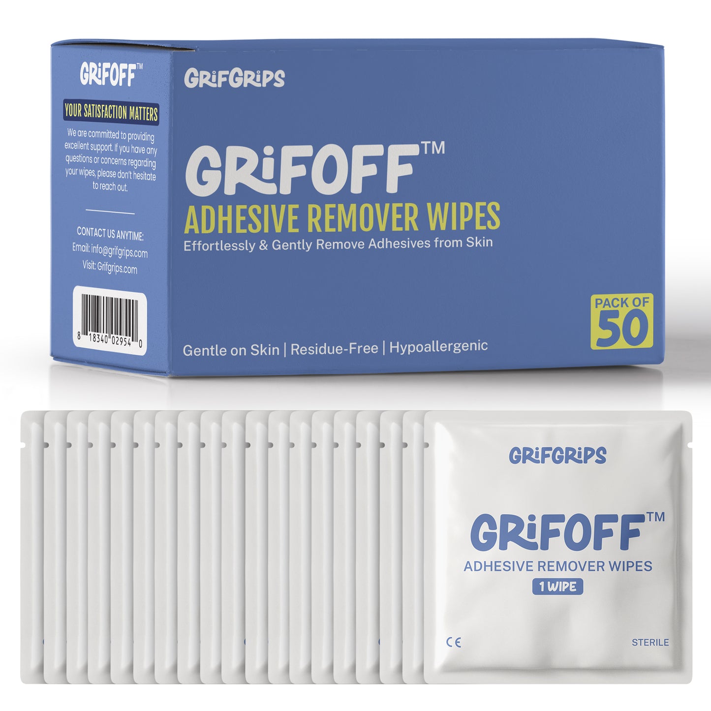 Adhesive Remover Wipes (50 Pack)