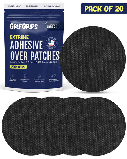 EXTREME - Libre 2/2+ and Lingo Adhesive Patches - Black (20 Pack)