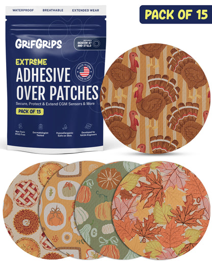 EXTREME - Dexcom G7 and Stelo Adhesive Patches - Thanksgiving (15 Pack)