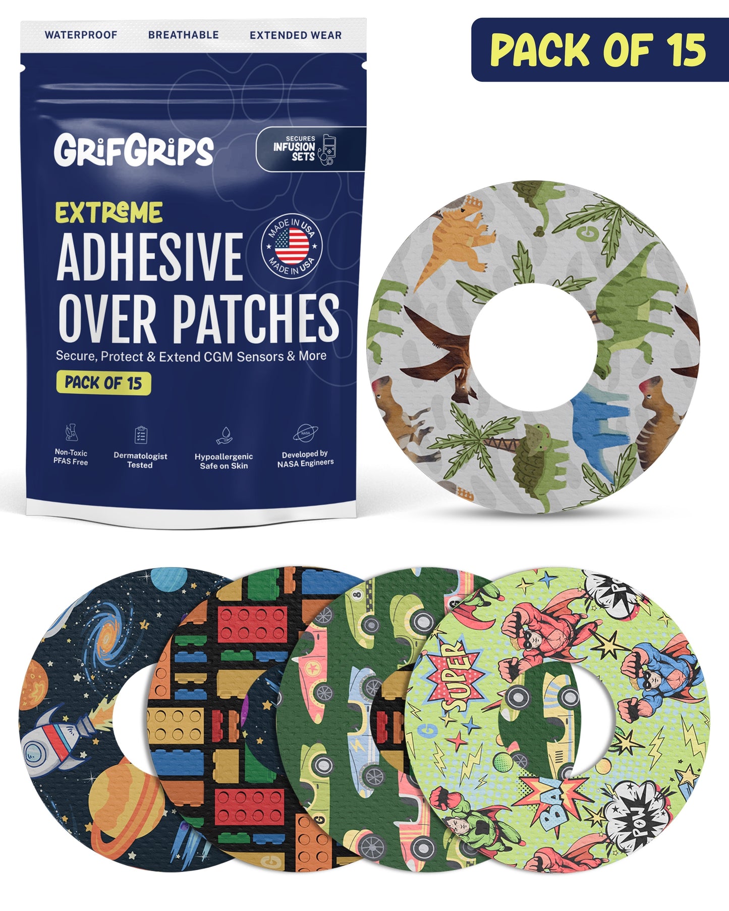EXTREME - Infusion Sets & Universal Adhesive Patches - Boy (15 Pack)