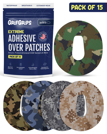 EXTREME - Dexcom G6 Adhesive Patches - Camo (15 Pack)
