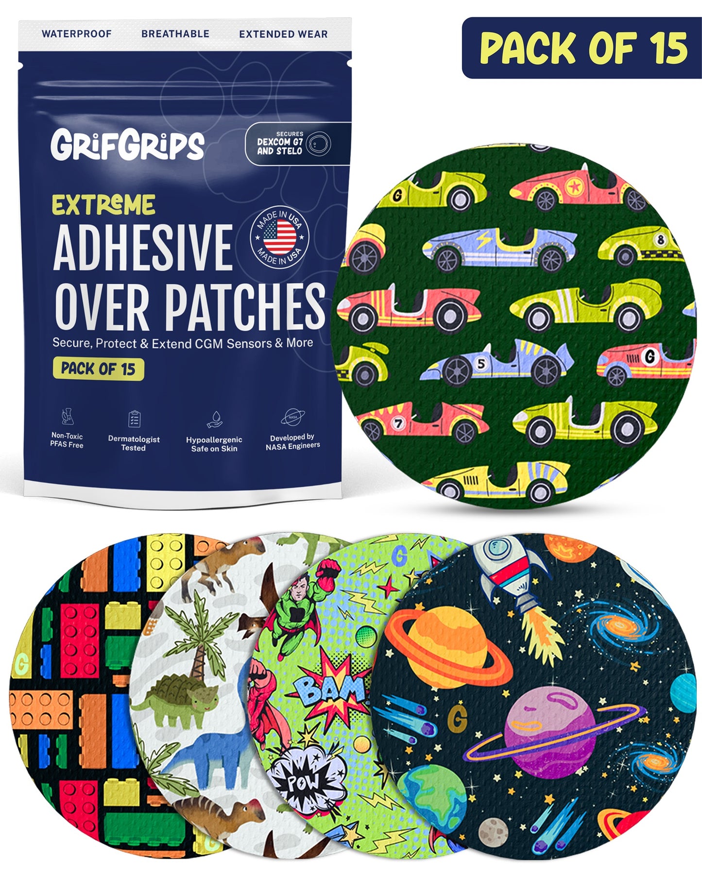 EXTREME - Dexcom G7 and Stelo Adhesive Patches - Boy (15 Pack)