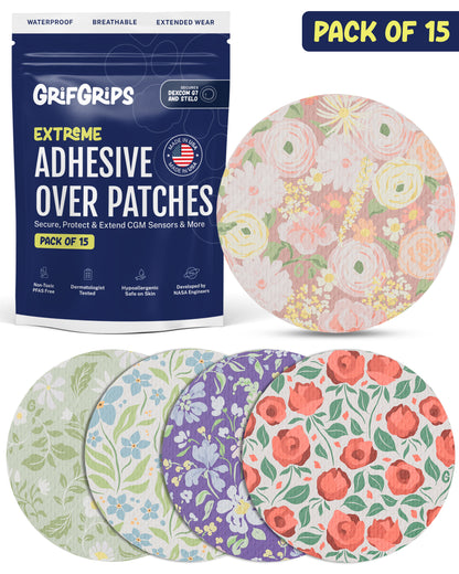 EXTREME - Dexcom G7 and Stelo Adhesive Patches - Floral (15 Pack)