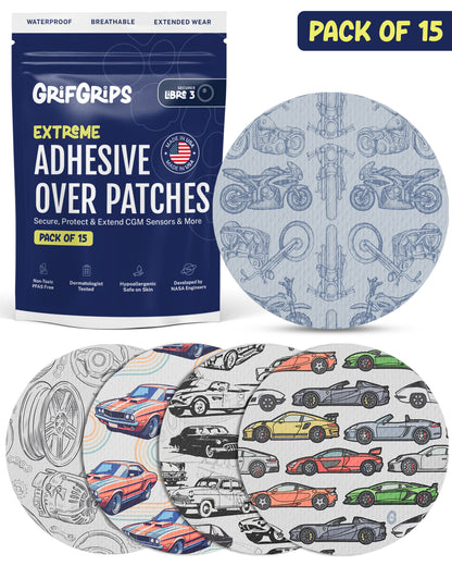 EXTREME - Libre 3/3+ Adhesive Patches - Cars (15 Pack)
