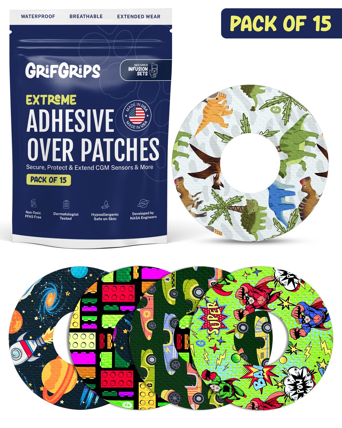 EXTREME - Infusion Sets & Universal Adhesive Patches - Boy (15 Pack)
