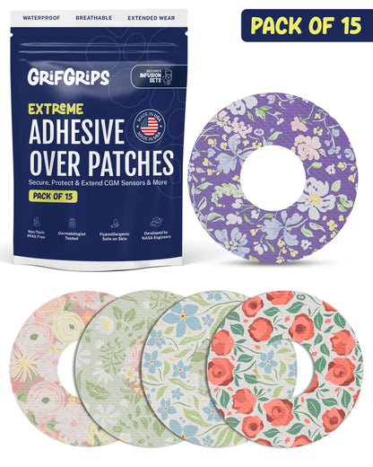 EXTREME - Infusion Sets & Universal Adhesive Patches - Floral (15 Pack)