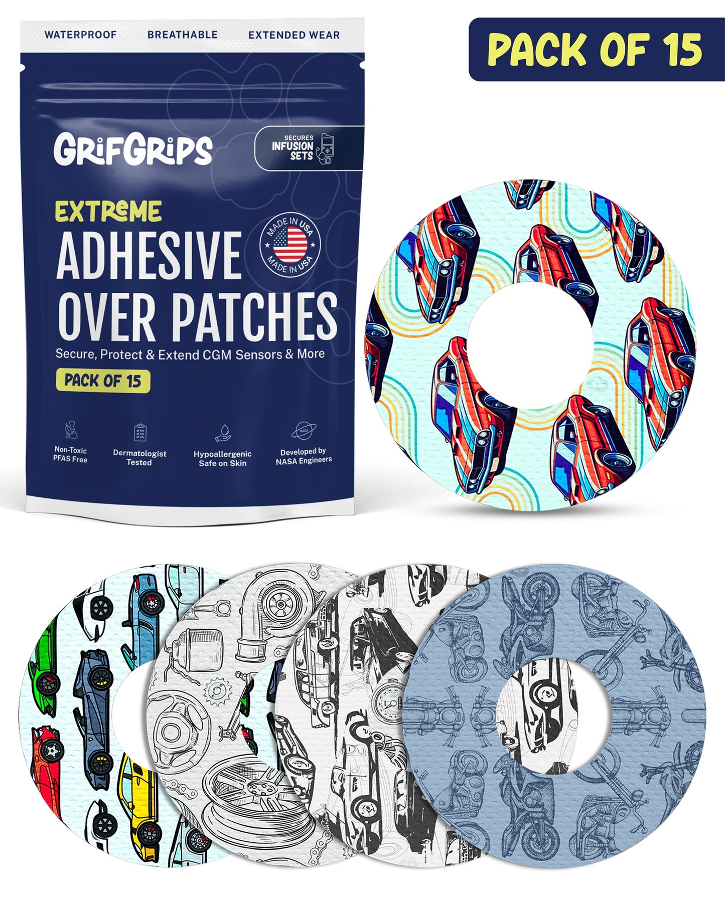 EXTREME - Infusion Sets & Universal Adhesive Patches - Cars (15 Pack)