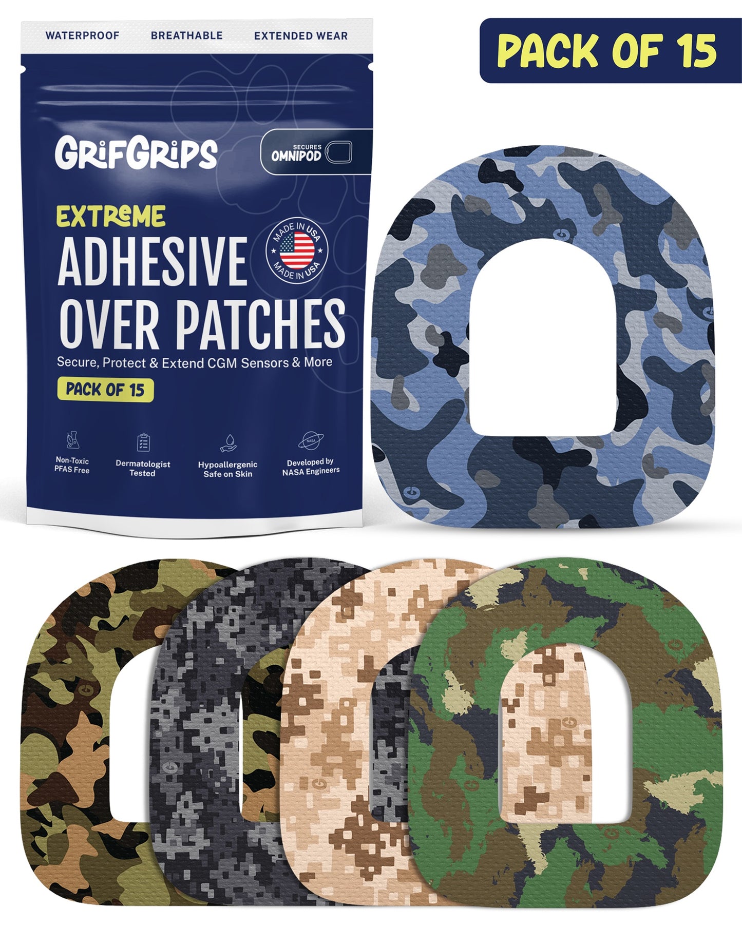 EXTREME - Omnipod Adhesive Patches - Camo (15 Pack)