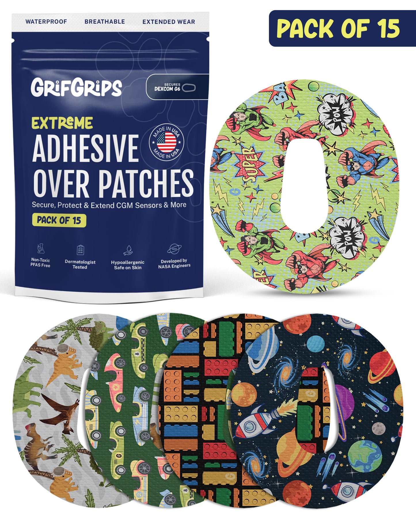EXTREME - Dexcom G6 Adhesive Patches - Boy (15 Pack)