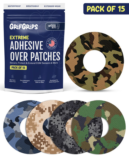 EXTREME - Infusion Sets & Universal Adhesive Patches - Camo (15 Pack)