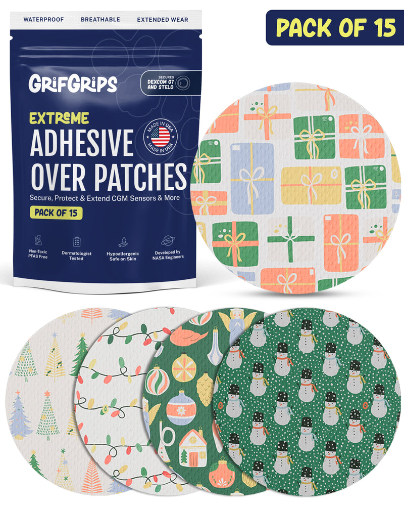 EXTREME - Dexcom G7 and Stelo Adhesive Patches - Chritmas (15 Pack)