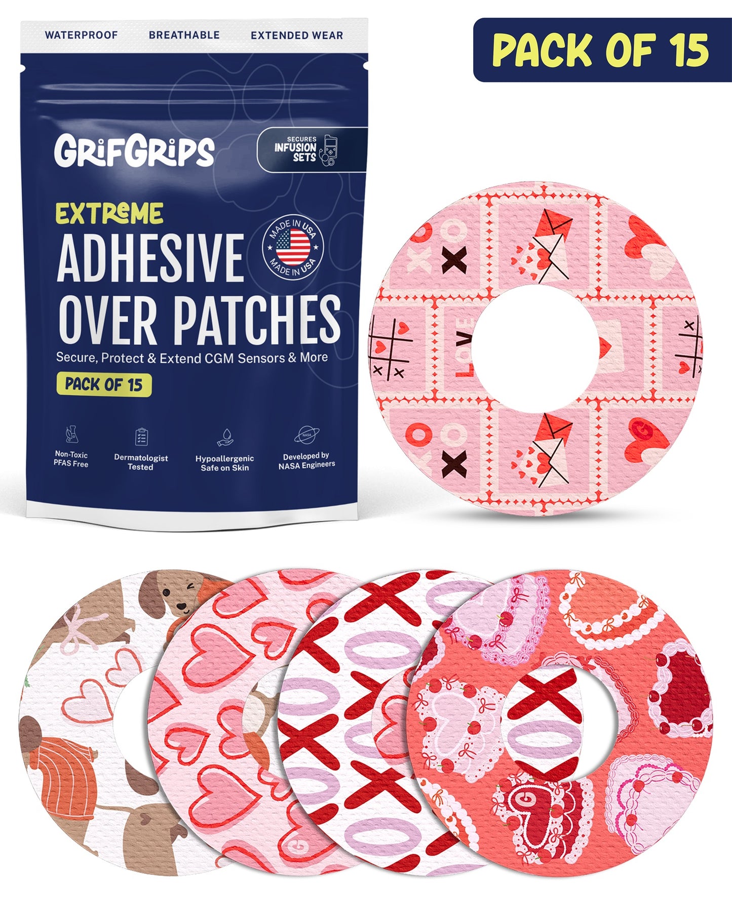 EXTREME - Infusion Sets & Universal Adhesive Patches - Valentine (15 Pack)