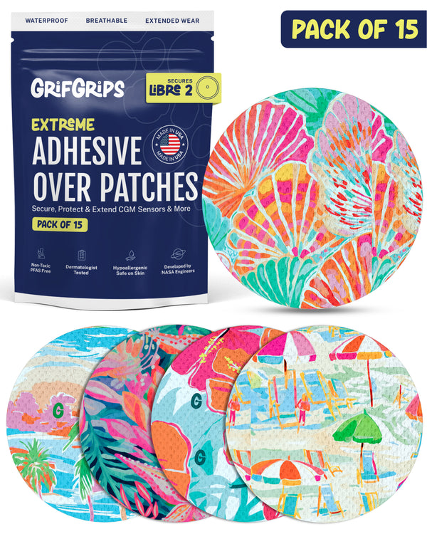 EXTREME - Libre 2/2+ and Lingo Adhesive Patches - Tropical (15 Pack)