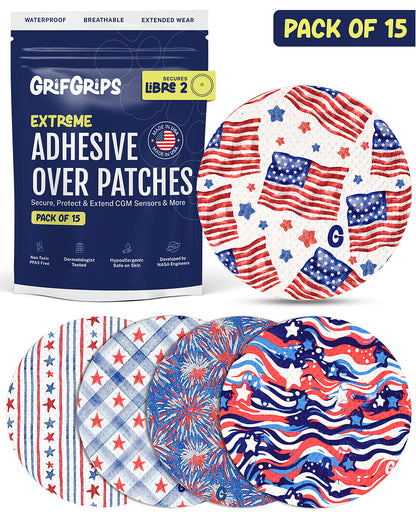 EXTREME - Libre 2/2+ and Lingo Adhesive Patches - America (15 Pack)