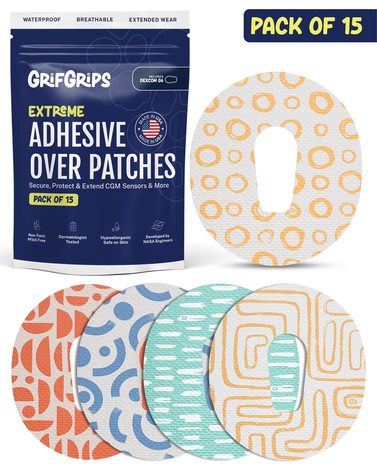 EXTREME - Dexcom G6 Adhesive Patches - Abstract (15 Pack)