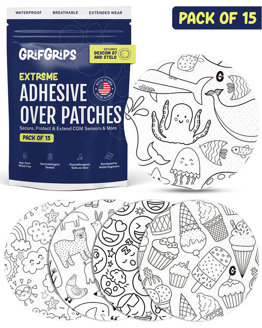 EXTREME - Dexcom G7 and Stelo Adhesive Patches - Doodle (15 Pack)