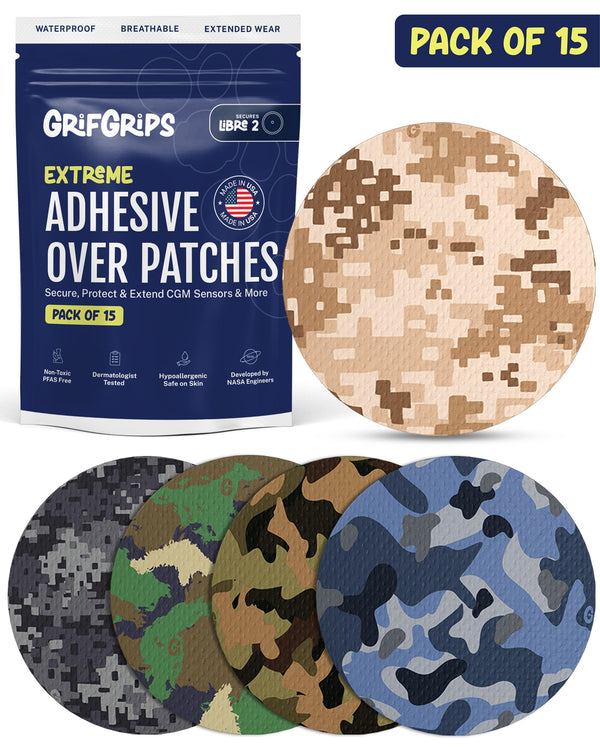 EXTREME - Libre 2/2+ and Lingo Adhesive Patches - Camo (15 Pack)