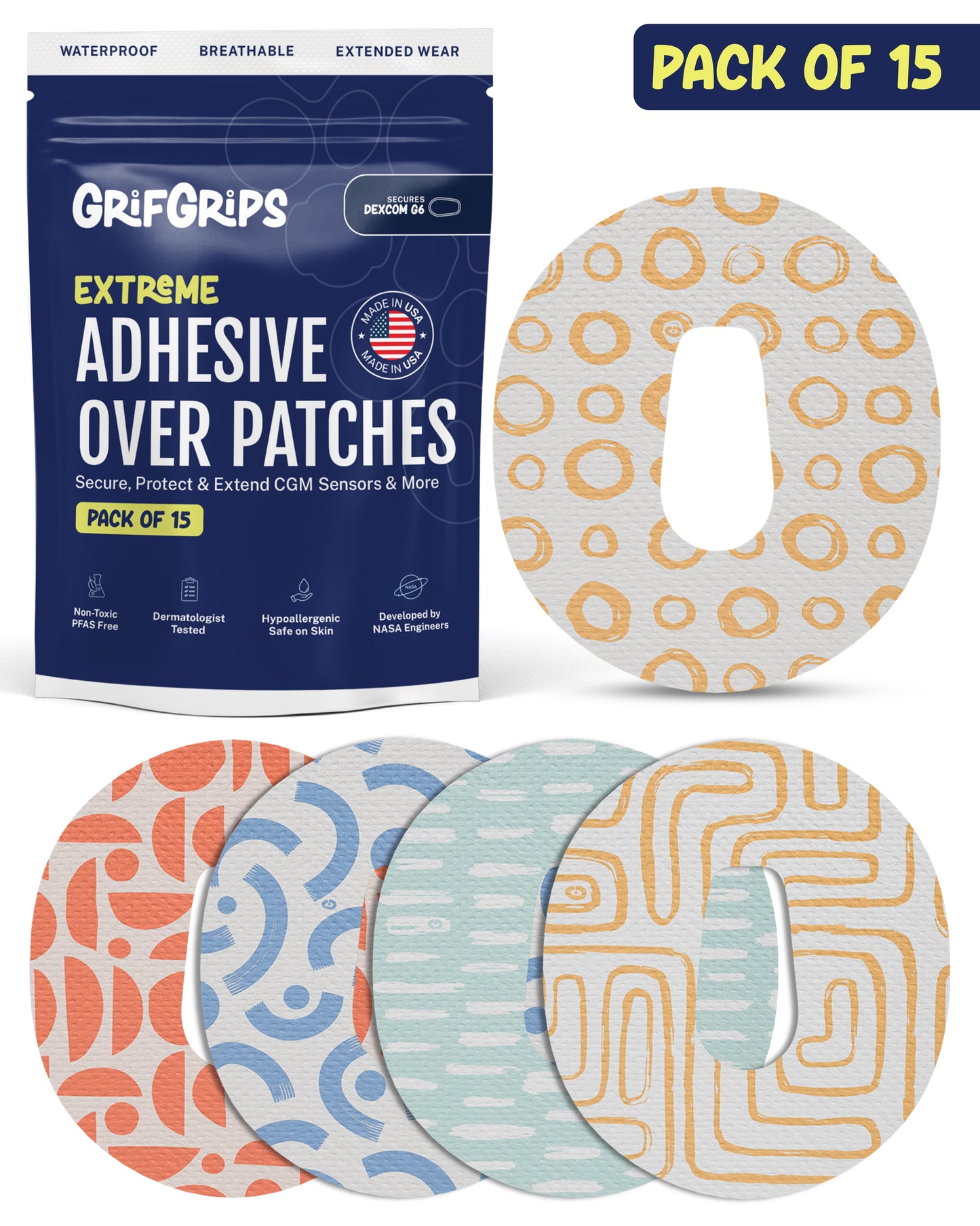 EXTREME - Dexcom G6 Adhesive Patches - Abstract (15 Pack)