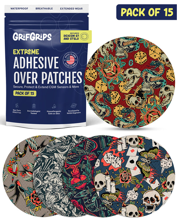 EXTREME - Dexcom G7 and Stelo Adhesive Patches - Inked (15 Pack)