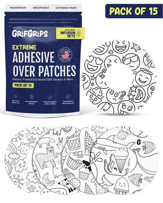 EXTREME - Infusion Sets & Universal Adhesive Patches - Doodle (15 Pack)