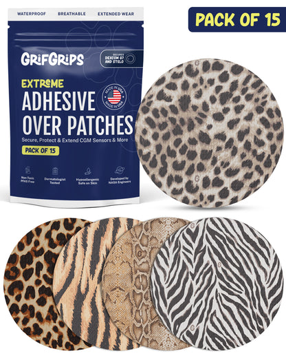 EXTREME - Dexcom G7 and Stelo Adhesive Patches - Animal Prints (15 Pack)