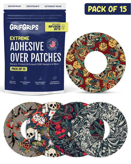 EXTREME - Infusion Sets & Universal Adhesive Patches - Inked (15 Pack)