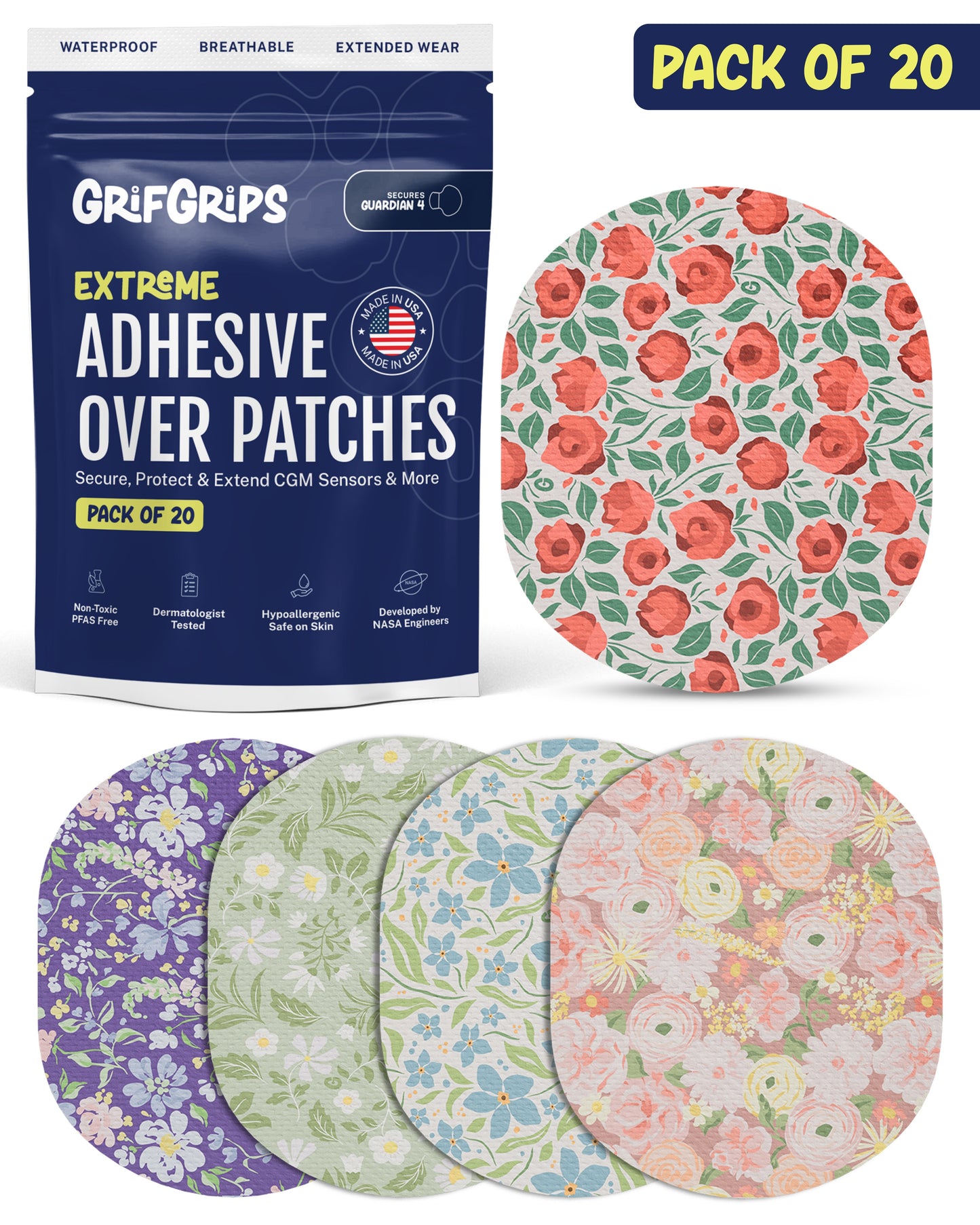 EXTREME - Medtronic Guardian Adhesive Patches - Floral (15 Pack)
