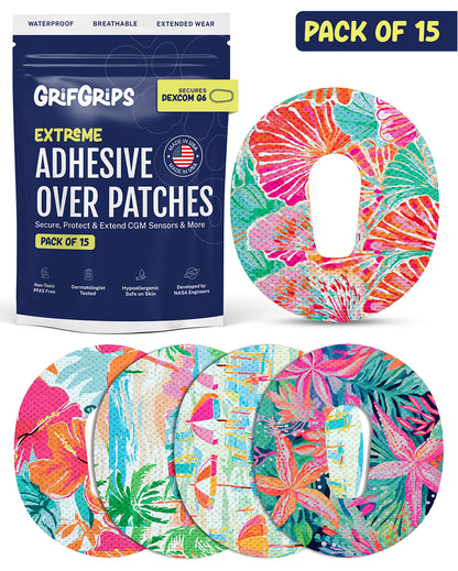 EXTREME - Dexcom G6 Adhesive Patches - Tropical (15 Pack)