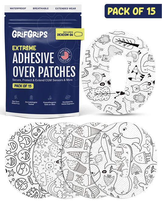 EXTREME - Dexcom G6 Adhesive Patches - Doodle (15 Pack)