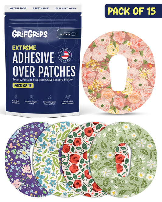 EXTREME - Dexcom G6 Adhesive Patches - Floral (15 Pack)