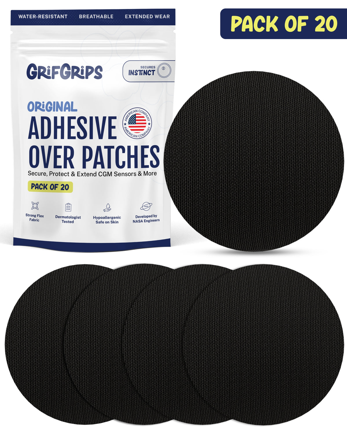 ORIGINAL - Medtronic Instinct Adhesive Patches - Black (20 Pack)