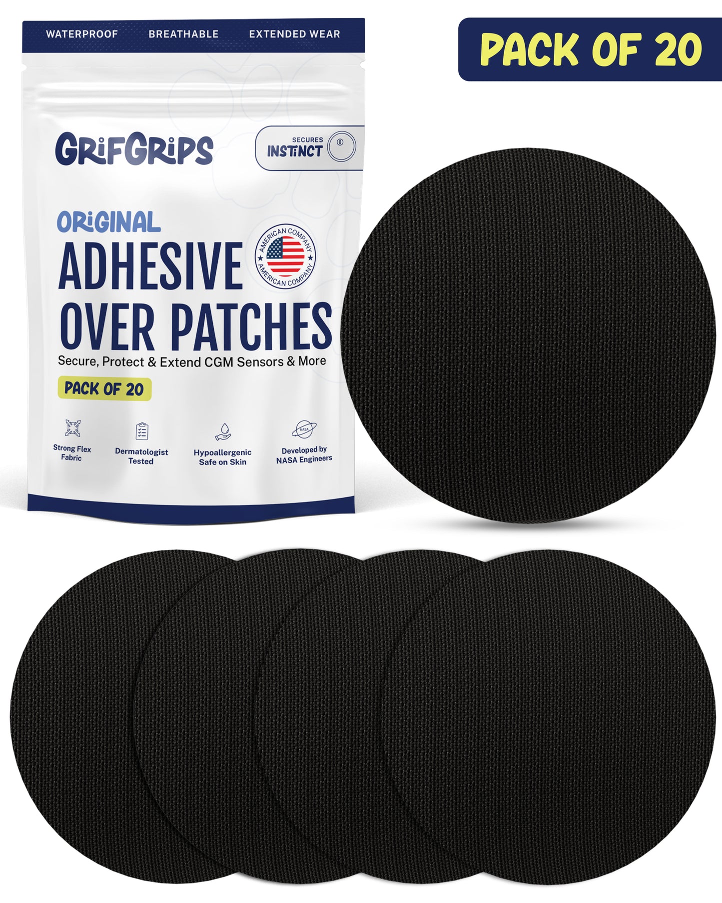 ORIGINAL - Medtronic Instinct Adhesive Patches - Black (20 Pack)